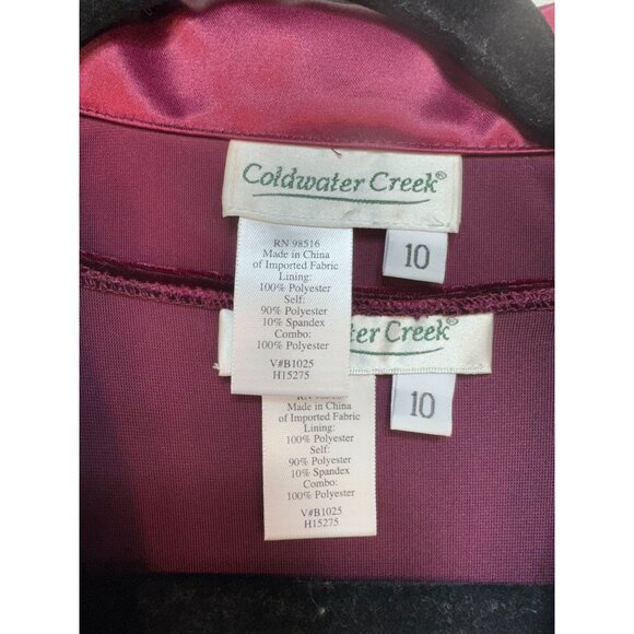 Vintage Coldwater Creek Womens 2-Piece Jacket Skirt Set Size 10 Burgundy Velvet - Picture 2 of 16